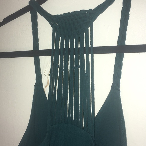 Long dark Turquoise tank top, string detailing (L) - Picture 8 of 11